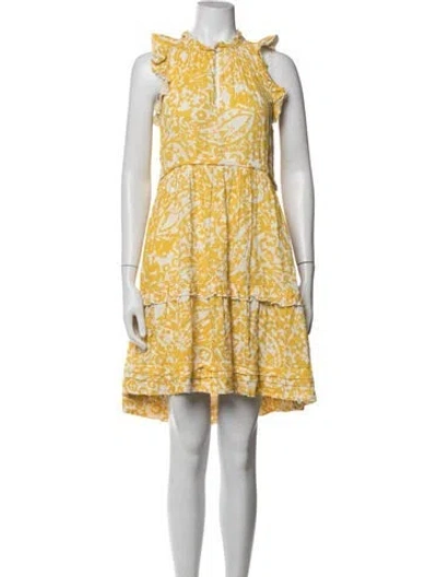 Pre-owned Me+em Floral Print Mini Dress In Yellow
