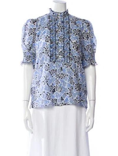 Pre-owned Me+em Floral Print Short Sleeve Blouse W/ Tags In Multi