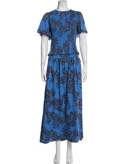 Pre-owned Me+em Floral Print Skirt Set In Blue