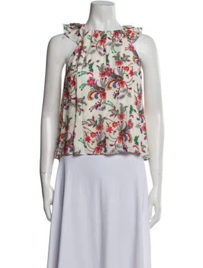 Pre-owned Me+em Floral Print Square Neckline Crop Top W/ Tags In Neutral
