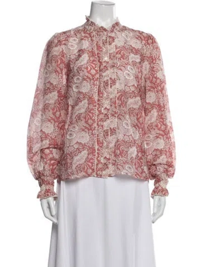 Pre-owned Me+em Floral Print Tie Neck Blouse In Pink