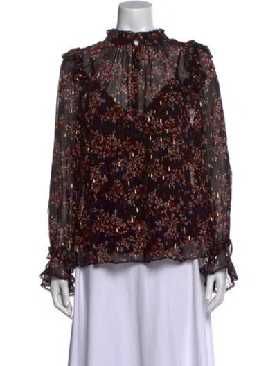 Pre-owned Me+em Floral Print Tie Neck Blouse In Red
