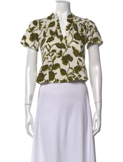 Pre-owned Me+em Floral Print V-neck Top In Multi