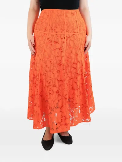 Pre-owned Me+em Floral-lace Maxi Skirt In Orange
