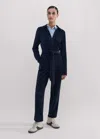 Me+em Fluid Cord Velour Jumpsuit + Belt In Navy