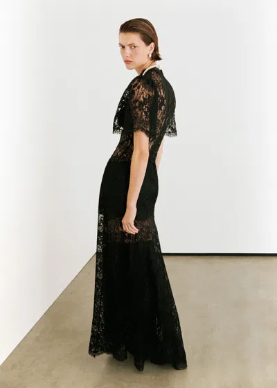 Me+em Fluid Lace Full Length Gown + Slip Black