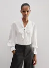 Me+em Fluid Pussybow Layering Blouse In Soft White