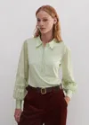 Me+em Fluid Scallop Detail Layering Shirt In Pistachio