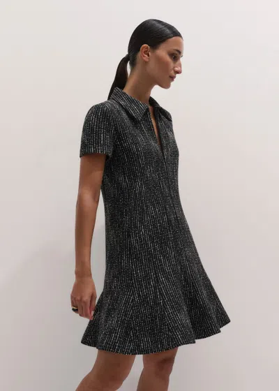 Me+em Fluted Hem Mini Dress Black Multi In White