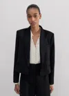 Me+em Forever Shawl Collar Crop Tux Jacket In Black