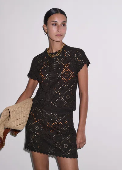 Me+em Framed Crochet Baby Tee + Cami Cocoa Brown In Black