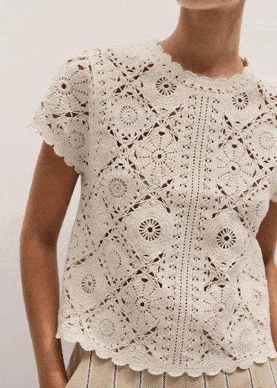 Me+em Framed Crochet Baby Tee + Cami Cream In Multi