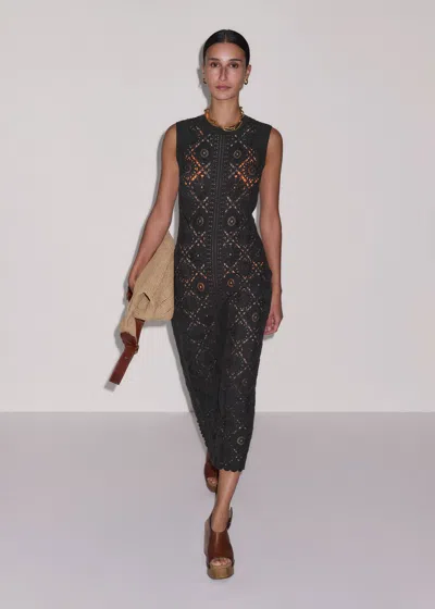 Me+em Framed Crochet Maxi Dress + Slip Cocoa Brown