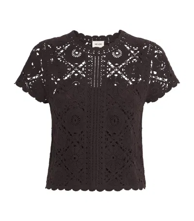 Me+em Framed Crochet T-shirt In Brown