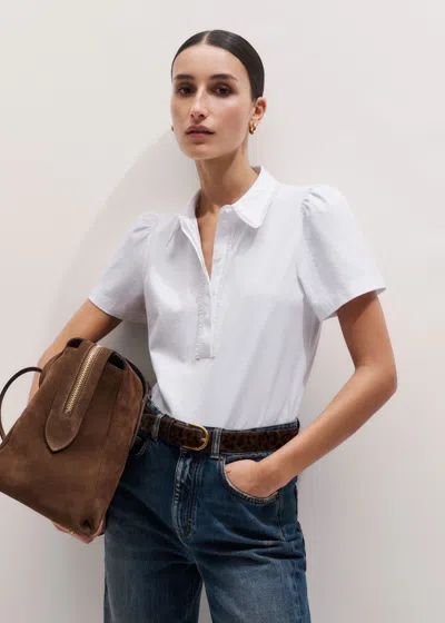 Me+em Frill Trim Short Sleeve Shirt Fresh White