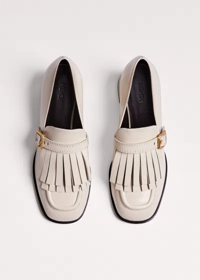 Me+em Fringe Block Heel Loafer Cream In White