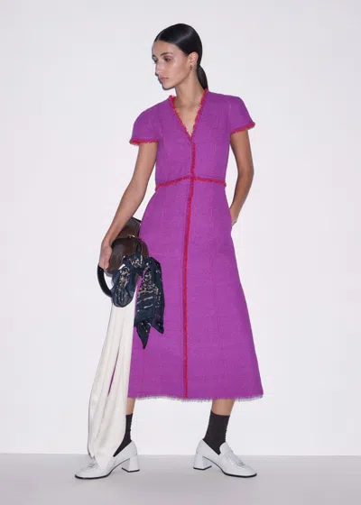 Me+em Fringe Detail Fit And Flare Midi Dress Wildflower Purple