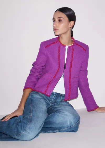 Me+em Fringe Detail Straight Fit Jacket Wildflower Purple