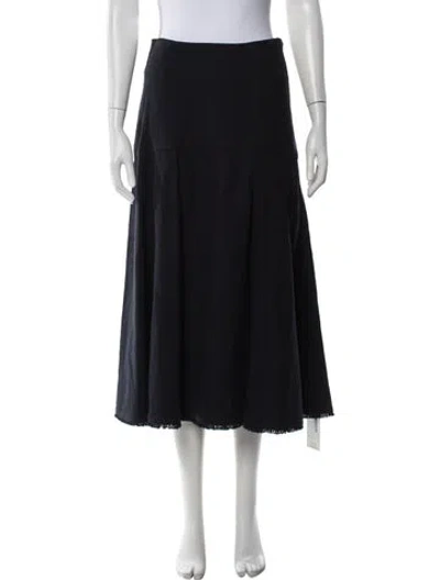 Pre-owned Me+em Fringe Trim Accent Midi Length Skirt In Blue