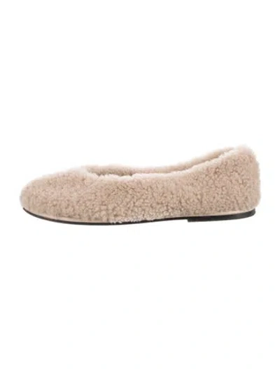 Pre-owned Me+em Fur Fur Trim Flats In Neutral
