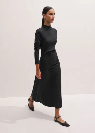 Me+em Gathered Maxi Dress Ultra Dark Charcoal Melange In Black