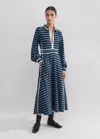 Me+em Geo Jacquard Midi Dress In Black/sapphire Blue/cream