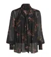 Me+em Georgette Floral Blouse And Tie In Black
