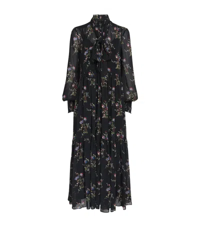Me+em Georgette Floral Maxi Dress In Black