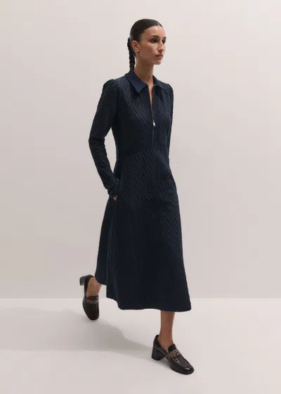 Me+em Graphic Jacquard Fit And Flare Midi Dress Navy-rich Olive In Multi