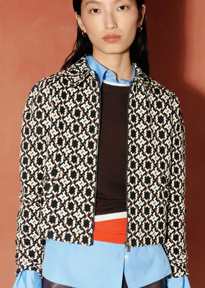Me+em Graphic Jacquard Zip-through Top Navy Multi