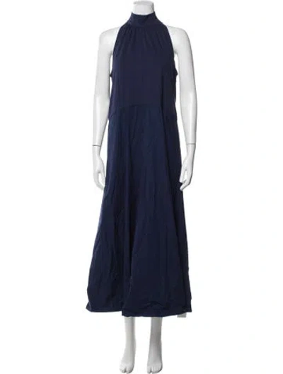 Pre-owned Me+em Halterneck Long Dress In Blue