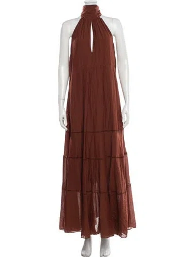 Pre-owned Me+em Halterneck Long Dress In Brown