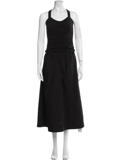 Pre-owned Me+em Halterneck Midi Length Dress In Black
