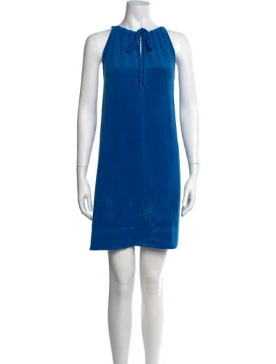 Pre-owned Me+em Halterneck Mini Dress In Blue