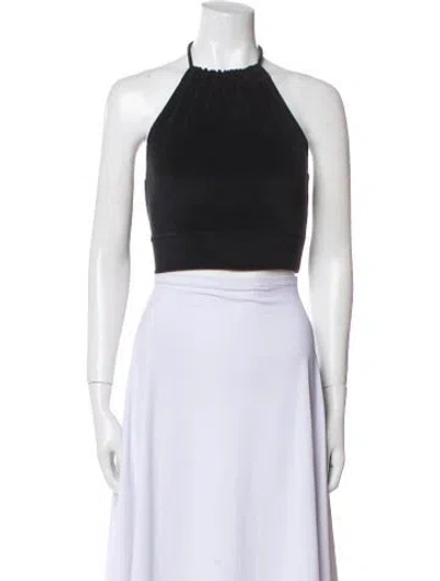 Pre-owned Me+em Halterneck Sleeveless Crop Top In White