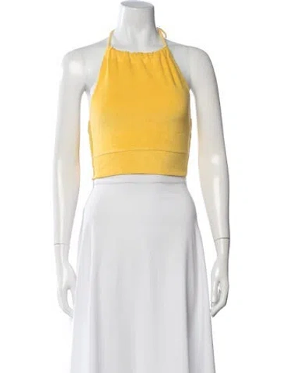 Pre-owned Me+em Halterneck Sleeveless Crop Top In Yellow