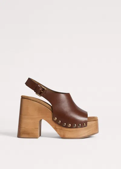Me+em High Fronted Sling Clog Dark Tan