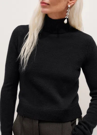 Me+em High Neck Crop Sweater In Black