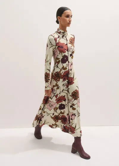 Me+em High Neck Jersey Maxi Dress Cream Multi