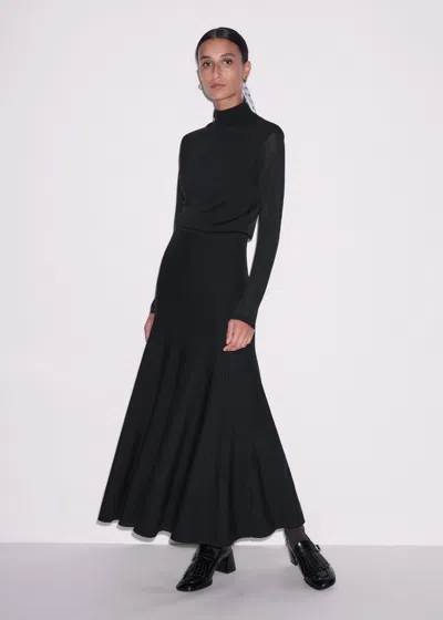 Me+em High Neck Knit Maxi Dress + Layering Top Black