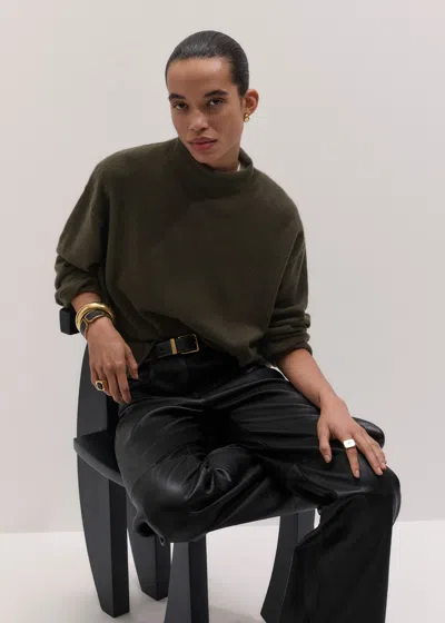 Me+em High Neck Relaxed Sweater In Animal Print