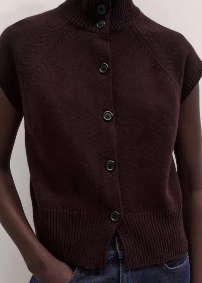 Me+em High Neck Relaxed Vest Port Brown