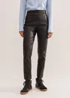 Me+em High Stretch Leather Mix Legging In Black