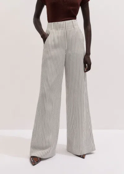 Me+em High Waist Wide-leg Trouser Ivory-cinnamon Brown In Gray