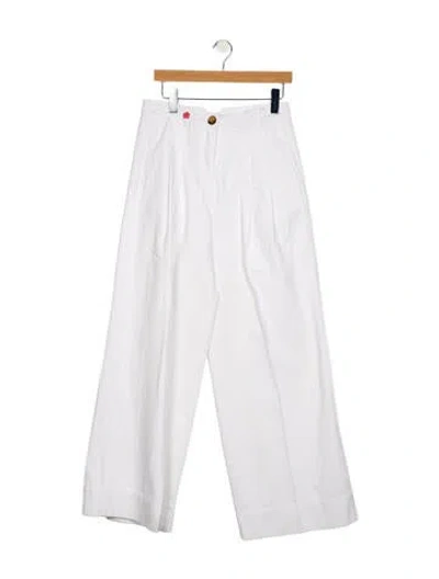 Pre-owned Me+em High-rise Wide Leg Jeans In White