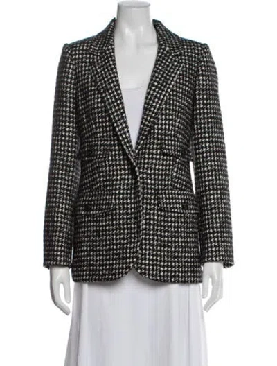 Pre-owned Me+em Houndstooth Print Blazer In Black
