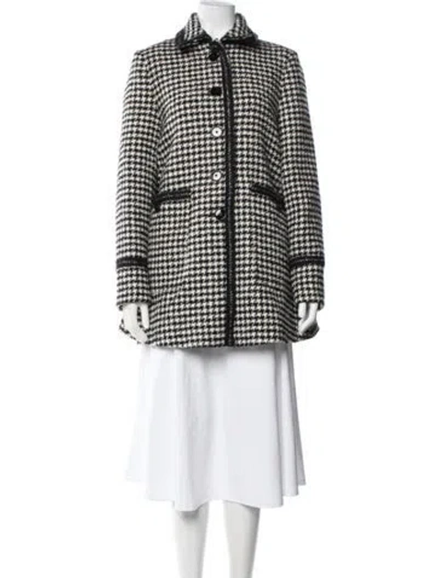 Pre-owned Me+em Houndstooth Print Coat In Black