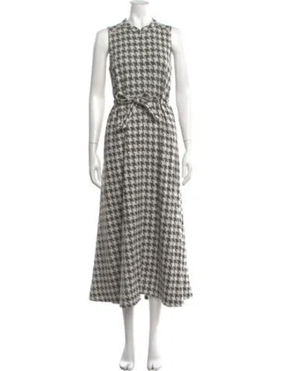 Pre-owned Me+em Houndstooth Print Long Dress In Black