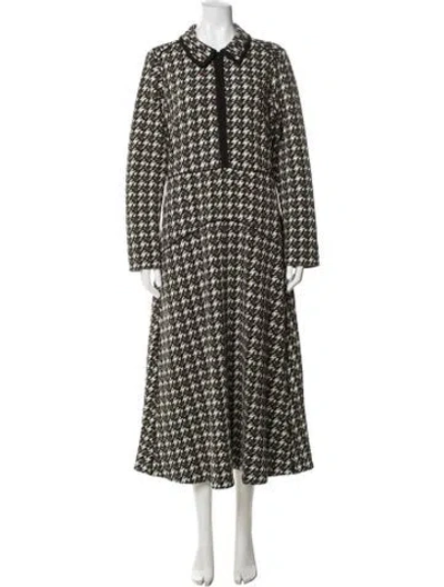 Pre-owned Me+em Houndstooth Print Midi Length Dress In Green