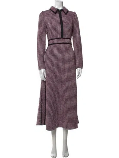 Pre-owned Me+em Houndstooth Print Midi Length Dress In Purple
